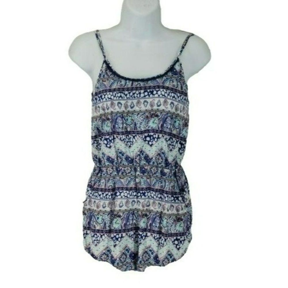 Victoria’s Secret Woman's Pocket Paisley Blue Printed Romper‎ Size XS